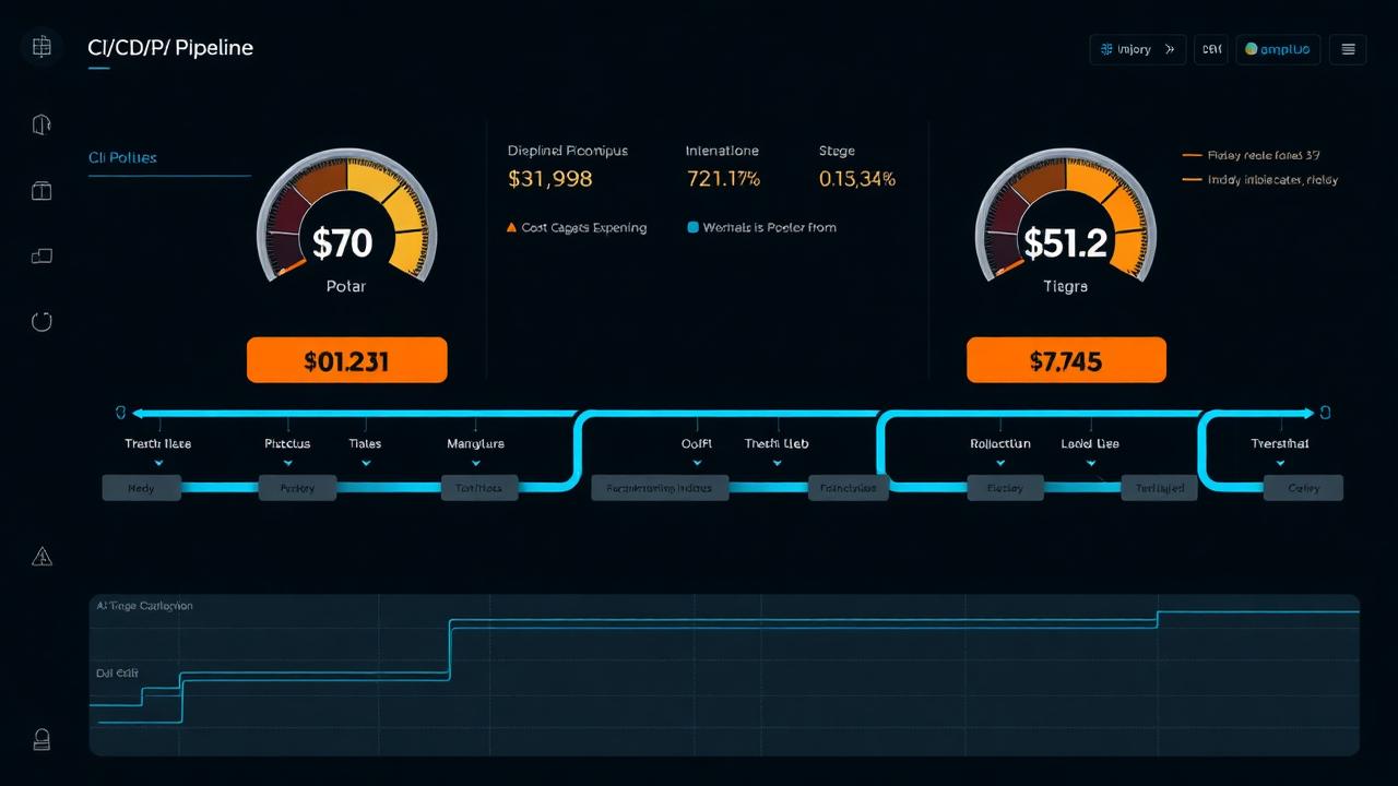 Dashboard som visar AI-kostnadsgrindar i en deployment pipeline
